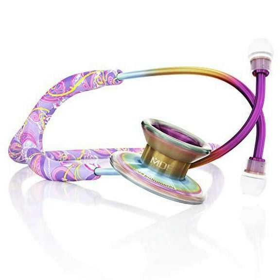 MDF® MD One® Epoch® Titanium Adult Stethoscope, Adult, Free-Parts-for-Life, Purpaisely Tube, Kaleidoscope Chestpieces-Headset