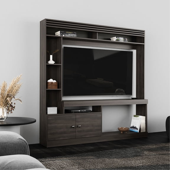 MDF Material | Central TV Space for 50 - 59" TVs | Spacious Top Shelves for Decorative Items