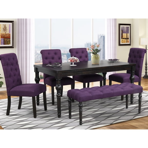 MDF Material - Driftwood Finish - Casual Dining - Button - Tufted Chairs