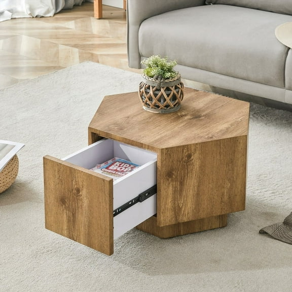 MDF Material Hexagonal Coffee Table! 14" Height, 20.3" Longest Side, Unique Geometric Design
