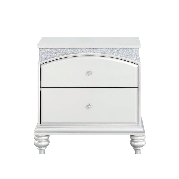 MDF Nightstand with 2 Drawers and Rhinestones / Bedroom Storage Option