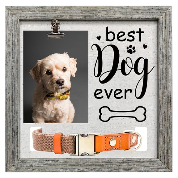 MDF Pet Photo Frames for DIY for Tabletop Display Photo Frame Square with Word Gray Paw Print 230x230mm Wood