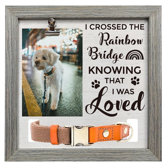 MDF Pet Photo Frames for Tabletop Display Photo Frame Square with Word Gray Rainbow 230x230mm