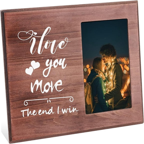 MDF Photo Frames Glass Display Pictures for Tabletop Display Photo Frame Rectangle with Word Saddle 19.5x25.4x1.35cm Brown