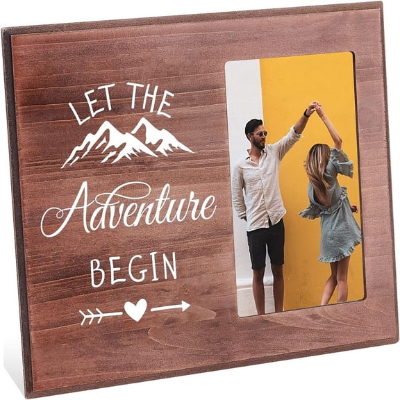 MDF Photo Frames Glass Display Pictures for Tabletop Display Photo Frame Rectangle with Word Saddle Brown 20.3x25.4x1.2cm