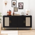 thumbnail image 1 of MDF Plastic Rattan Four - Door Cabinet - Stylish Gold Feet Design - Entryway Decor - Add Modern Touch, 1 of 3