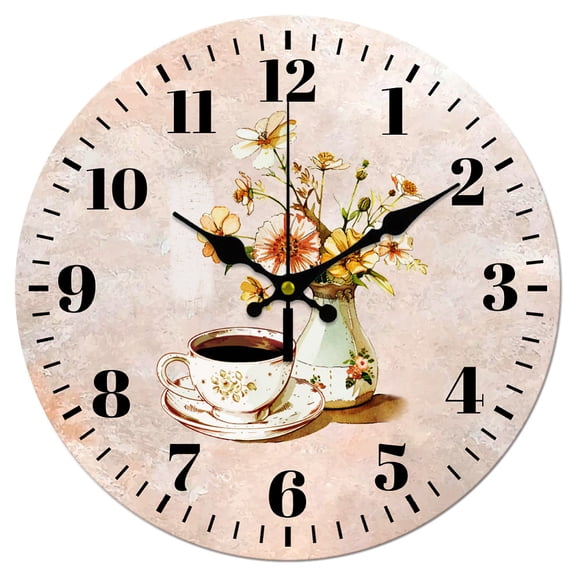 MDF Printed Wall Clock for Home Living Room Bedroom Decoration Flat Round Coffee 300mm