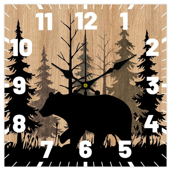 MDF Printed Wall Clock for Home Living Room Bedroom Decoration Square Bear 300x300mm DIY