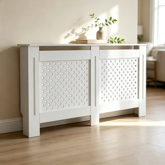 MDF Radiator Cover, Decorative Perforated Front Panel Heater Cabinet ...