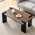thumbnail image 1 of MDF Rectangular Living Room Coffee Table,Modern Minimalist Coffee Table,Metal Support Legs,Easy to Clean,Suitable for Living Room and Lounge Area,Walnut, 1 of 9