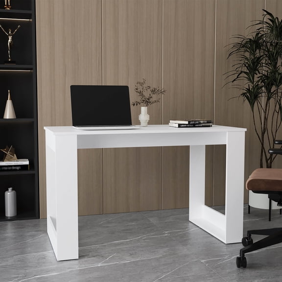 MDF Rectangular White Desk / Simple Fold for Office Tasks
