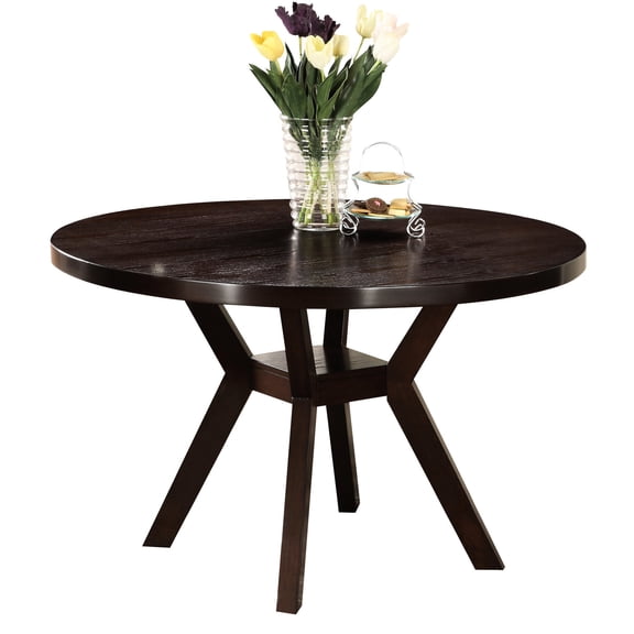 MDF Round Table with Rubberwood Base / Strong and Stable for Dining