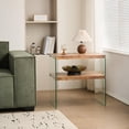 thumbnail image 1 of MDF Side Table, Small Tea Table and Walnut Night Stand with Premium Tempered Glass Top, Multi-Purpose Sofa Table for Snacks Coffee Books Decor, Waterproof and Easy to Clean, No Assembly Required, 1 of 7