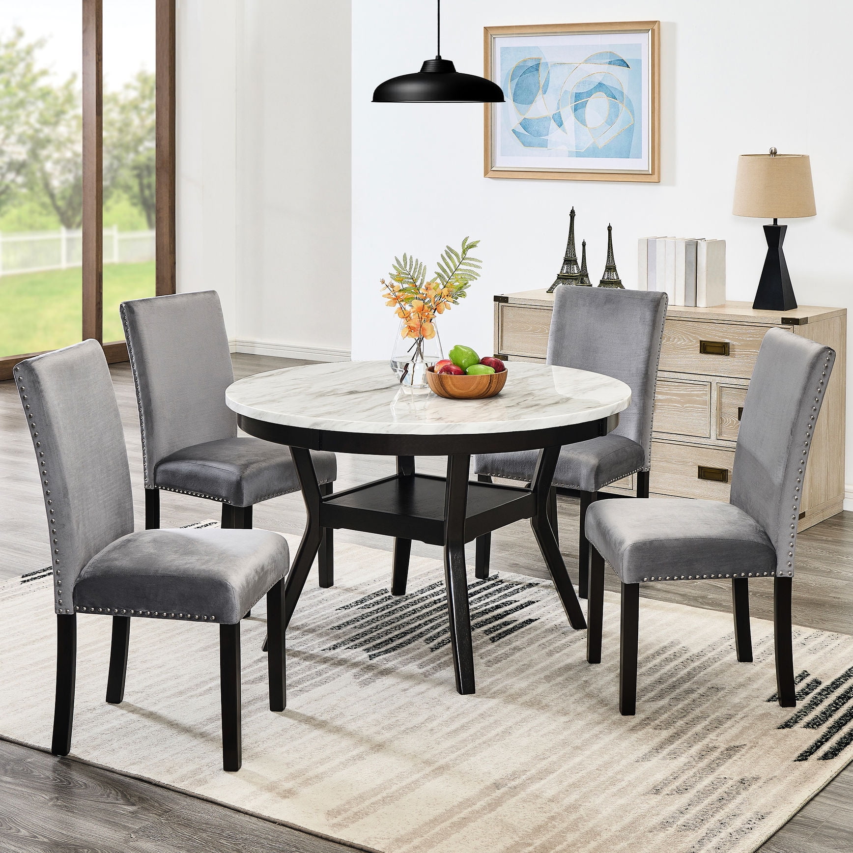 MDF Tabletop - Solid Wood Chairs - Dining Room Setup - Comfortable ...
