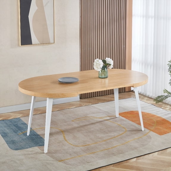 MDF Top & Metal Leg Dining/Office/Coffee Table, 100/140/180x100x75cm, Oak Color, Exquisite Craftsmanship