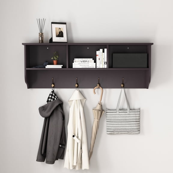 MDF Wall-Mounted Rack with 4 Dual Hooks / Create Tidy Space in Home Entrance