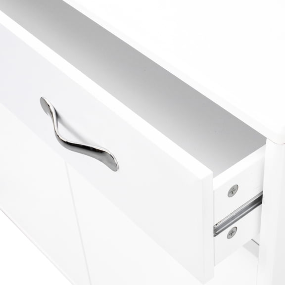 MDF White Three-Door Sideboard | Provides Ample Storage for Home Items | Enjoy Round and Smooth Edge Design