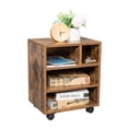 thumbnail image 1 of MDF With PVC Four Grids With Four Wheels Wooden Filing Cabinet Antique Wood Color, 1 of 3