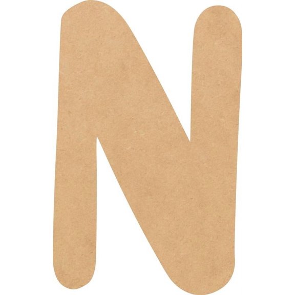MDF Wood Letter N Craft, Paintable 15'' Tall Paintable, DIY Bright Orchid Script Font