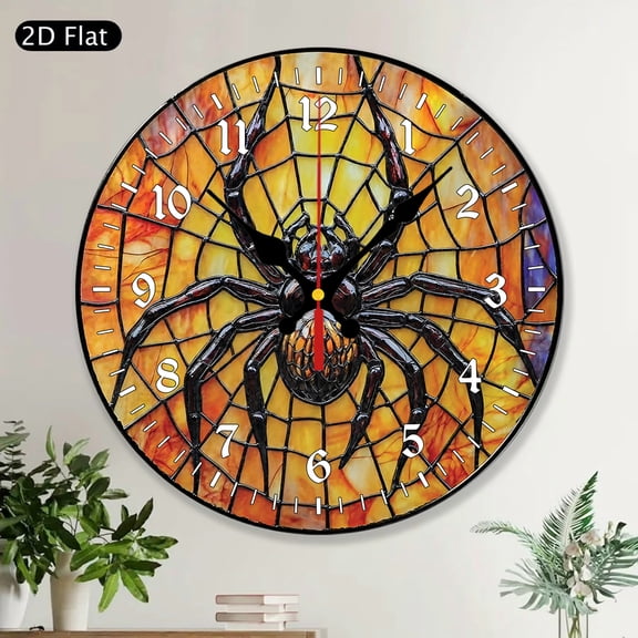MDF Wood Round Wall Clock, Personalized Customized Spider Art, Unique Spider Lover Wall Decor Gift