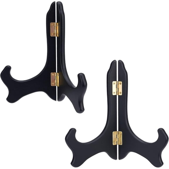 MDF Wooden Display Stand for Plate Display Black 17.6x19.5x0.9cm DIY