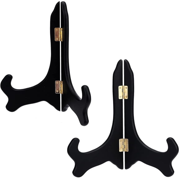MDF Wooden Display Stand for Plate Display Black 20.4x22x0.9cm