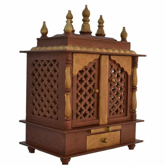 MDF Wooden Pooja Mandir Hnindu Worshipping Temple Replica For Home Wall mounted