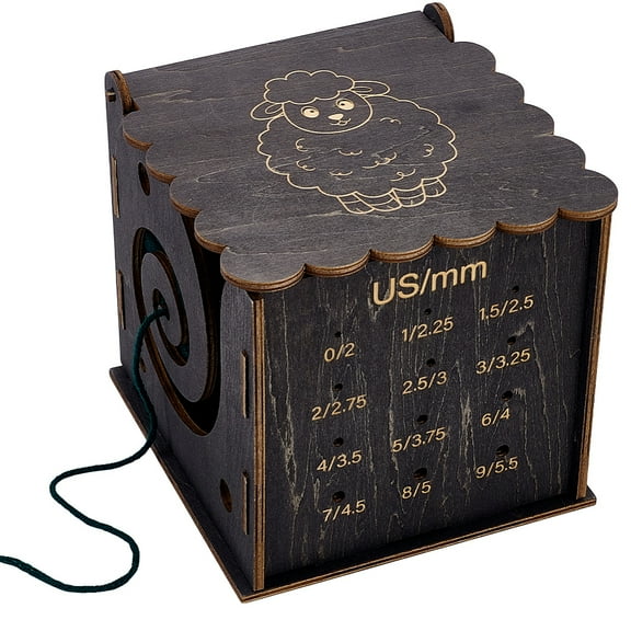 MDF Yarn Storage Boxes Kit Square Coffee 10.4x14x13.7cm