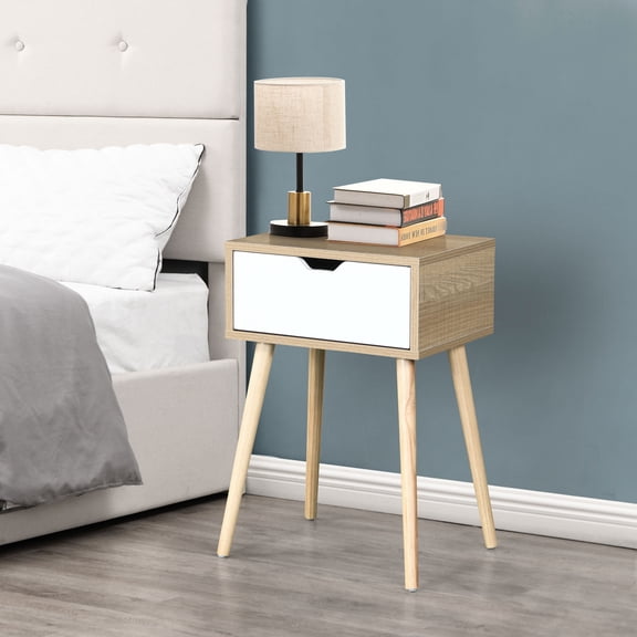 MDF and Rubber Wood Side Table / Easy Assembly with Clear Instructions