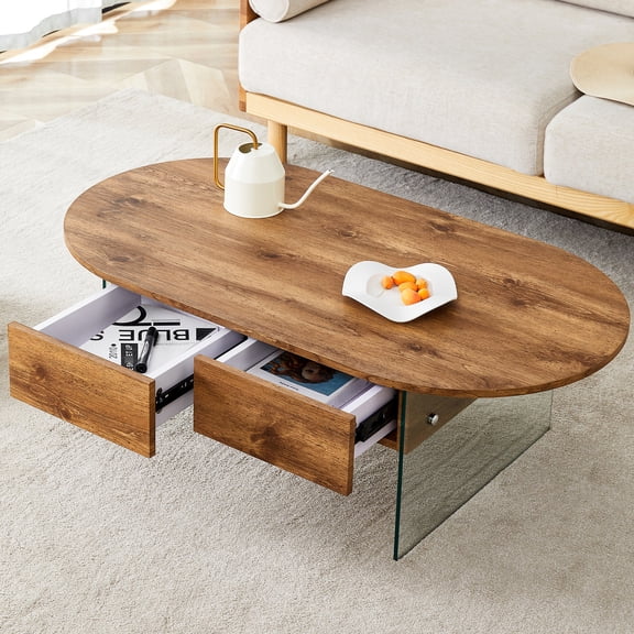 MDF and glass teapoy with double drawers for various scenes featuring simple design and good storage