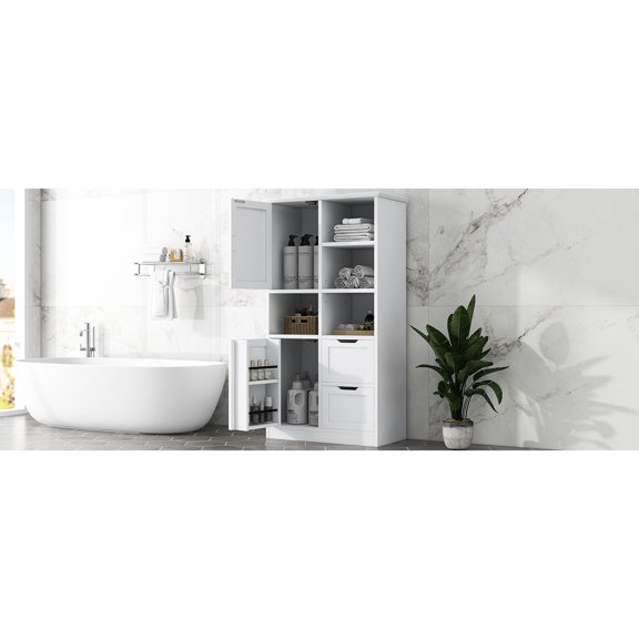 MDF material - Multiple storage layers - Various room placement - Anti-tipping device included