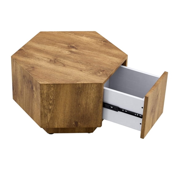 Simple Elegant High-Quality Materials Hexagonal MDF Coffee Table with Drawers