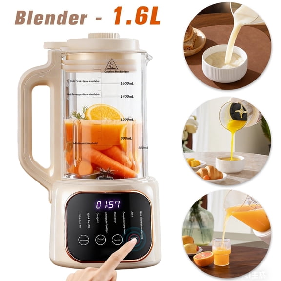 MDHAND 1.6L Nut Milk Maker, 48-Blade Plant-Based Milk Machine, 11 Functions, Cold Hot Blending, No Soaking, for Almond Soy Oat Milk