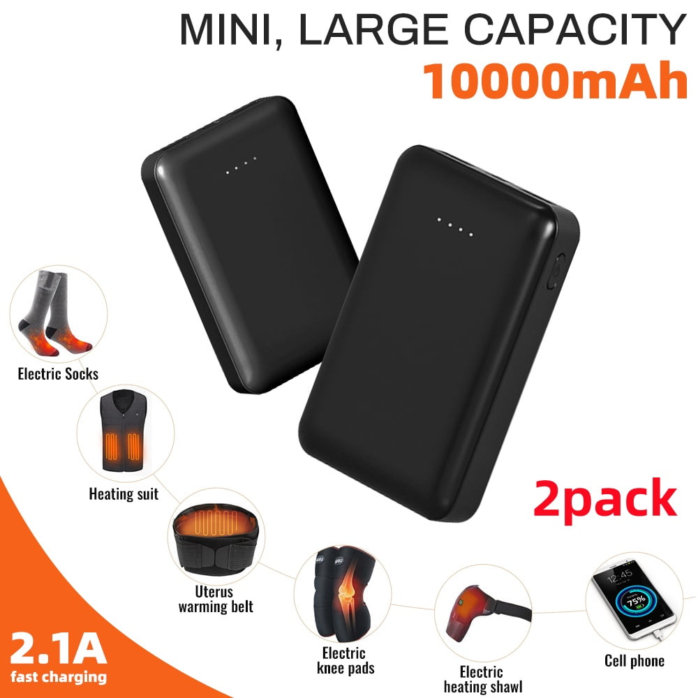 MDHAND 10000mAh Power Bank Battery 5V 2A Rechargeable Charger for Heated Vests Jackets, etc. (2 Pack)