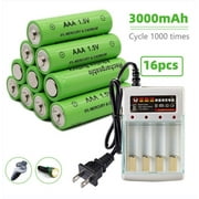 MDHAND 16 PCS AAA Batteries, 1.5v 8800mAh Triple A Batteries, High-Performance Rechargeable Batteries with 4 Slots Battery Charger for Flashlight Toys Remote Control Clocks