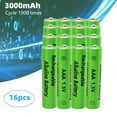 thumbnail image 1 of MDHAND 16 Pack 1.5V AAA Rechargeable Batteries, 3000mAh, rechargeable up to 1000 times Suitable for razors, LED lights, cordless microphones, cordless phones, etc., 1 of 7