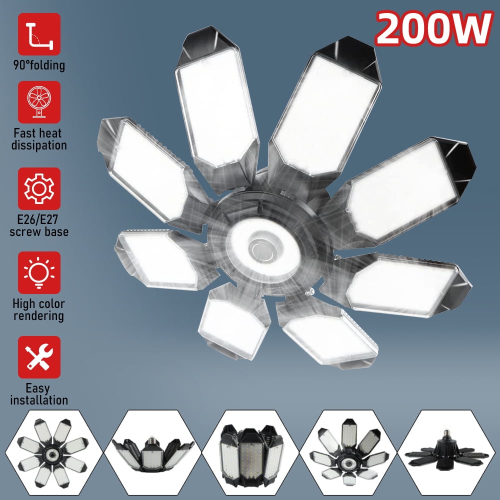 15000LM 6500K LED Garage Light Ceiling Light with 8+1 Adjustable Panels, Super Bright Deformable LED Workshop Light for Garage Basement Workshop 20W