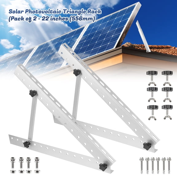 MDHAND 22" Adjustable Solar Panel Mount Bracket with Foldable Tilt Legs for RV, Rooftop, Boat, Any Off-Grid System