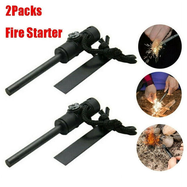MDHAND 3in1 Fire Starter, 1/2 PCS Magnesium Rod Survival Fire Starter