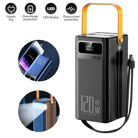 MDHAND 35000mAh Power Bank Portable Charger w/Camping Light, 7-Device Fast Charging, LED Display & Detachable Lanyard, Phone Charger Compatible with iPhone, Android