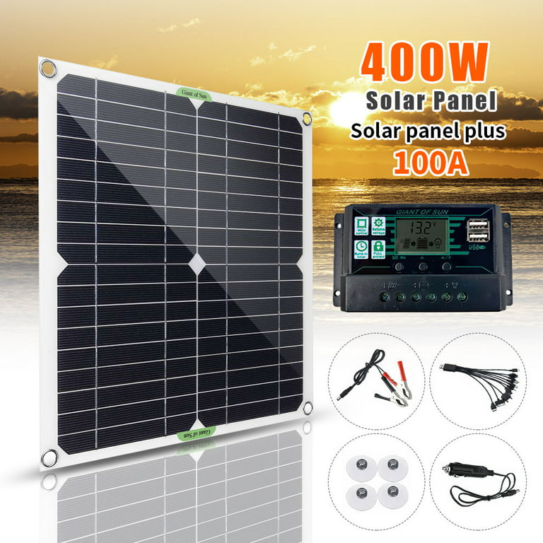 Kit de panel solar de 400 vatios 100A 12V Controlador de cargador de  batería RV 