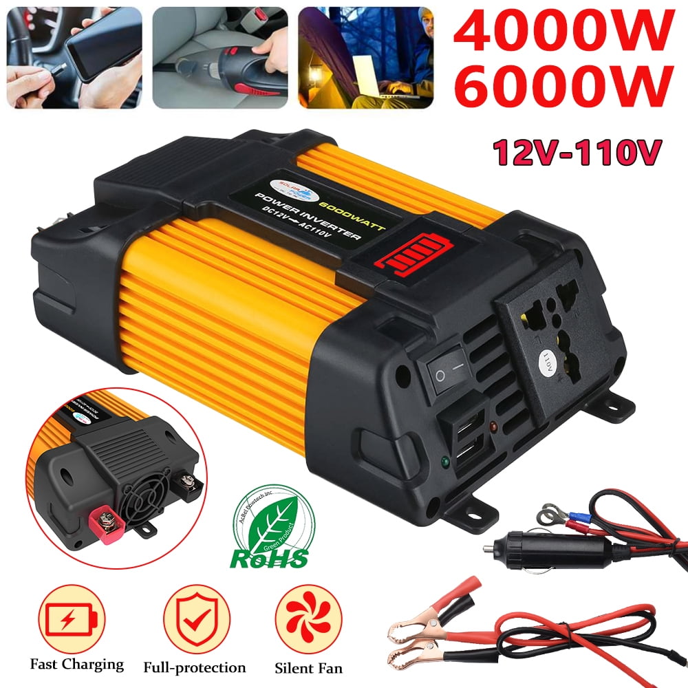 MDHAND 3000W Car Converter Solar Power Inverter 12V DC to 110V AC Car Power Inverter Solar Converter Kit