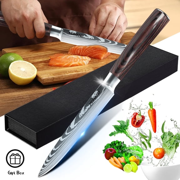 MDHAND 5 inch Kitchen Knives Laser Damascus Pattern Chef Knife Sharp Cleaver Slicing Utility Knives Tool