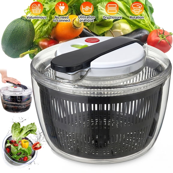 MDHAND 5L Large Salad Spinner, Fruit and Vegetable Washer Dryer with Quick Spin, Easy Clean, for Kitchen Salads