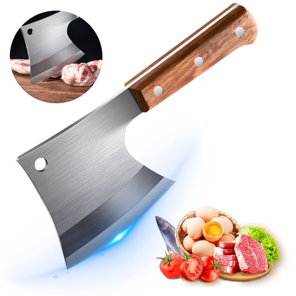 MDHAND 6 Inch Meat Cleaver Heavy Duty Bone Chopper, Stainless Steel Axe-Style Butcher Knife with Rosewood Handle, Full Tang Chef Grade for Kitchen, Restaurant No Gift Box