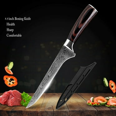MDHAND 6 inch Damascus Pattern Carbon Steel Cutlery With Nonslip Handle ,Boning Knife