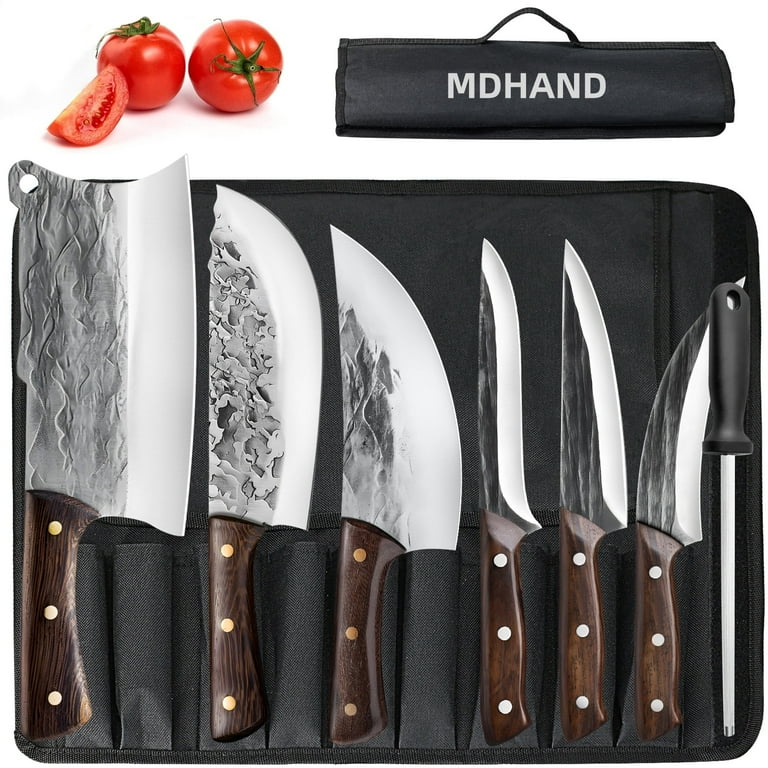 A*M様 Butcher ProductS MDHAND 7-Piece Butcher Knife Set with Roll Bag, Chef Knife Set for
