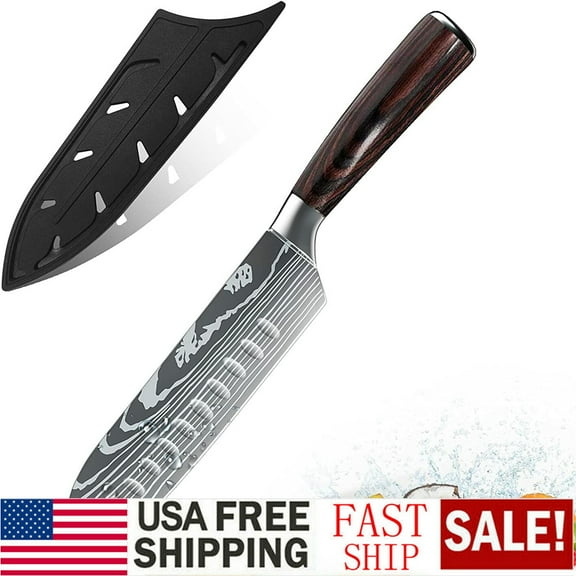 MDHAND 7 inch Santoku Knife, Stainless Steel Ultra Sharp Kitchen Chef Knife, Ergonomic Handle Knife