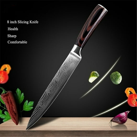 MDHAND 8 inch Kitchen Knives Laser Damascus Pattern Chef Knife Sharp Cleaver Slicing Utility Knives Tool