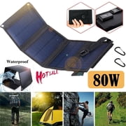 MDHAND 80W Foldable Portable Solar Panel with USB Port for Outdoor Camping RV Travel